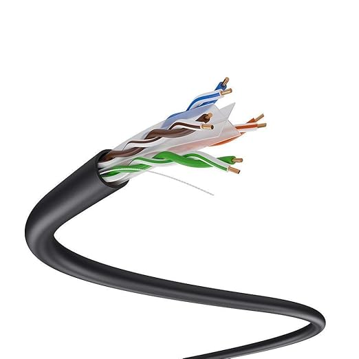 Dripstone CAT6 Direct Burial Ethernet Cable – 23AWG Solid CCA UTP, Waterproof HDPE Insulated, Polyethylene (PE) Jacket for Indoor/Outdoor Installations (Black - 500ft)