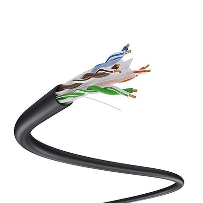 Dripstone CAT6 Direct Burial Ethernet Cable – 23AWG Solid CCA UTP, Waterproof HDPE Insulated, Polyethylene (PE) Jacket for Indoor/Outdoor Installations (Black - 500ft)