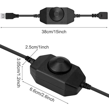 Onite 2-Pack USB Rotary Dimmer Switch with Knob, Current Adjustable Controller for 5V USB LED Strips, Lights, USB Fans (Black)