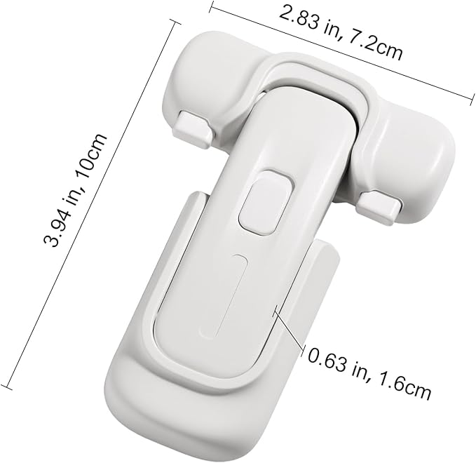 CLYMENE Child Proof Fridge Lock, Auto-Locking Refrigerator Door Latch with One-Hand Operation | No Keys or Straps | Keeps Freezer Secure from Kids & Pets – White