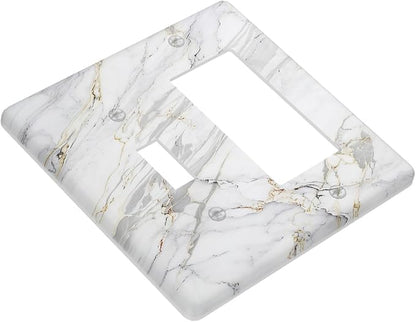 Outlet Covers Gray Gold Marble Abstract Modern Luxury 1 Toggle 1 Rocker Combo Light Switch Cover Plate Decorative Switch Plate Covers Electrical Wall Plate for Bedroom Home Decor