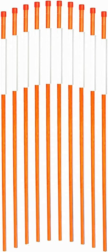 FiberMarker Reflective Driveway Makers 48-Inch Orange 12-Pack 5/16-Inch Dia Solid Snow Pole Reflective Snow Stakes for Roadway