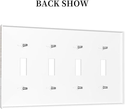 Vintage Light Wood Retro Rustic White Gray Oak Print Light Switch Covers Quad Toggle Electrical Faceplate 4 Gang Wall Plate Decorative Switch Plates Cover for Farmhouse Home Decor