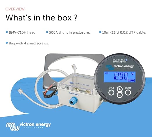 Victron Energy BMV-710H Smart Battery Monitor with Shunt - 60-385 VDC - Display and Bluetooth - Grey