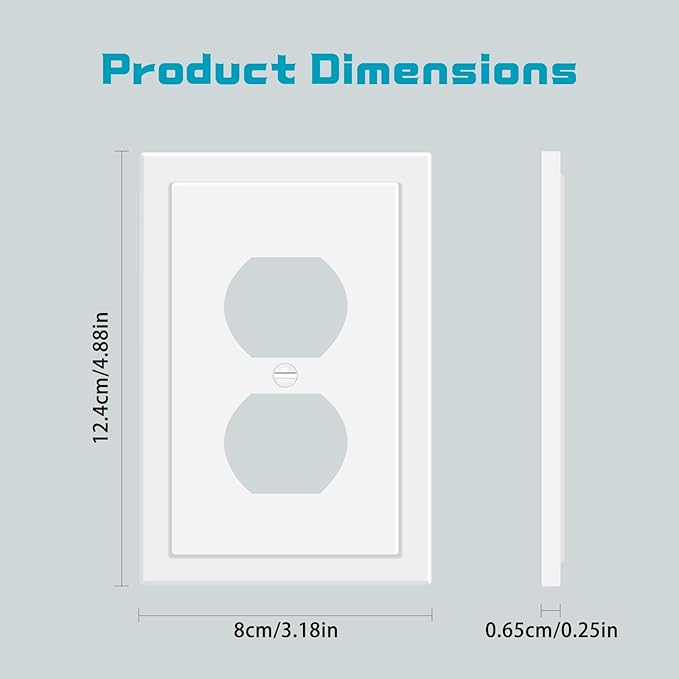 Outlet Covers Wall Plate Electrical Outlet Cover Plates Dual Receptacle Outlet Faceplate for Light Switches, Smart Switch, GFCI, Dimmers, Receptacle, USB Outlet (4 Pack, 1-Gang 4.88X3.18 Inch)