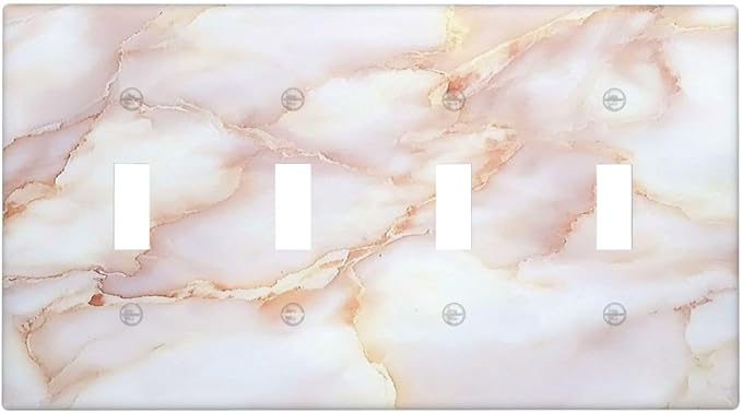 Light Switch Covers Pink Jade Marble Granite Quad Toggle Electrical Faceplate 4 Gang Wall Plate Decorative Switch Plates For Bathroom Kitchen Decor