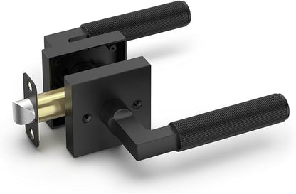 Asidrama 1 Pack Black Passage Door Handles, Door Lever with Door Knobs Indoor for Bedroom or Bathroom, Heavy Duty Door Handles Interior with Locks for Left Right Sided Doors 098
