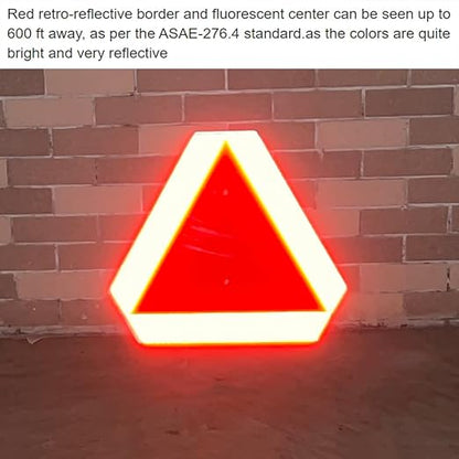 Slow Moving Vehicle Sign,Safety Triangles dot Approved Triangle Sign 14"x16"50-mil Thick Aluminum Diamond Grade Reflective,Up to 7 Years of Outdoor use for Golf Cart