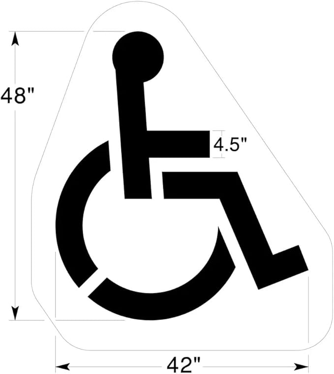 Small Handicap Parking Stencil | Part#: 10000571 | 26.5" W x 30" H | Flexible and Durable 1/8" PolyTough Lifetime | Made in USA