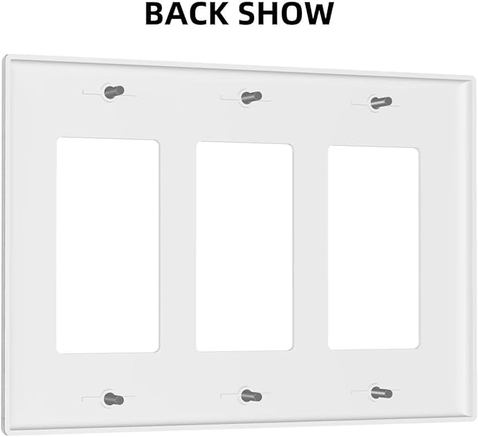 Rustic White Grey Wood Grain Light Switch Covers 3 Gang Rocker Decorative Triple Outlet Wall Plate Cover Electrical GFCI Switchplate for Bedroom Bathroom Decor