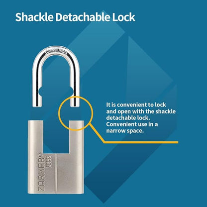 J45S keyed Padlock, Heavy Duty Stainless Steel Shackle Lock, 3 Keys, Waterproof and Rustproof Storage, Warehouses, Garage, Outdoors, 1-Pack