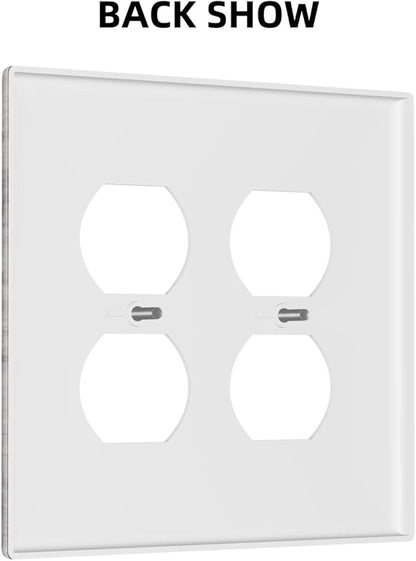 Outlet Covers Rustic Dark Grey Wood Retro Country Wooden 2 Gang Double Duplex Decorative Light Switch Covers Electrical Wallplates Socket Faceplate for Farmhouse Cabin Decor