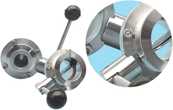 SHERICH KF40 Vacuum Butterfly Valve, Stainless Steel 304 Three-clamp Butterfly Valve with Handle and Silicone (KF40)
