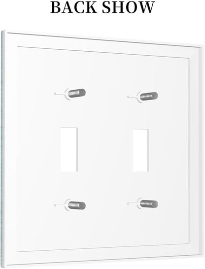 Decorative Light Switch Cover Plate Starfish Teal Wood Board Nautical 2 Gang Outlet Covers Double Toggle Wall Plates for Electrical Outlets Switch Plate Covers Faceplate for Bedroom Home Decor