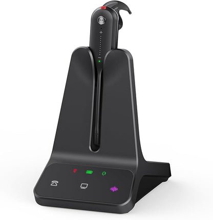 Yealink DECT Wireless Headset WH63 E2 UC,Single Ear (Mono) Convertible Office Headset with Noise Canceling Mic, 607Ft Range,3 Wearing Styles,Connects to Desk Phone and Computer