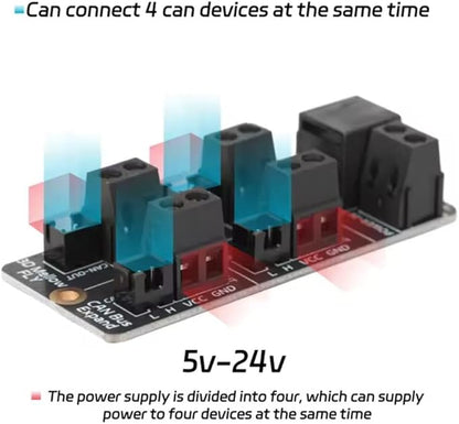 Expansion Board Module For 3D Printer, CANBus Support Up To 4 CAN Boards, Input Voltage 12V-24V, XH2.54 & KF128-5.028-2P Interfaces,For Crystal Interface Motherboard
