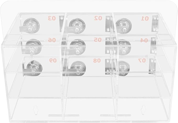 Cell Phone Locker Box 9 Slots Cell Phone Organizer Cabinet with Combination Locks Wall-Mounted Locking Cell Phone Storage Box for Classroom Office,Shool,Office (9 Slots, Wood+Acrylic)