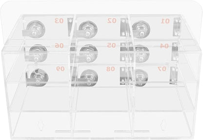Cell Phone Locker Box 9 Slots Cell Phone Organizer Cabinet with Combination Locks Wall-Mounted Locking Cell Phone Storage Box for Classroom Office,Shool,Office (9 Slots, Wood+Acrylic)