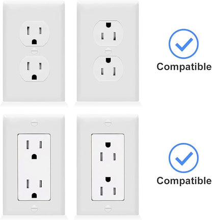 Suptek Wall Outlet Shelf 3 Pack,Home Wall Shelf Organizer for Outlets,Perfect for Bathroom,Kitchen, Bedrooms,Hold Cell Phone,Speaker up to 20lbs,with Cable Management and Detachable Hooks,White(S3W3)