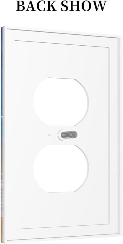 Blue Sea Ocean Beach Waves 1 Gang Duplex Receptacle Switch Wall Plate Decorative Switchplate Outlet Covers Electrical Plug Cover Faceplate for Bathroom Home Decor 5 X 3 IN