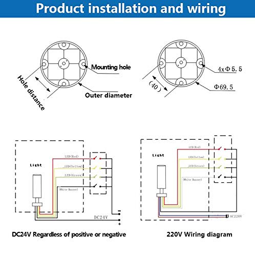 Led Warning Lamp Aluminum Led 3 Color Indicator Light 3W 110-220V Workshop Machine Signal Buzzer Stack Tower Light Alarm (110V)