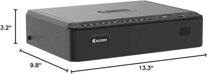BILLCONCH Smart Gun Safe with Security Cable - Biometric Pistol Safe for Handgun 4 Ways Quick Access with Fingerprint/Keypad/Key/APP Lock, for Nightstand Bedside Home Car with LCD and Voice Guide