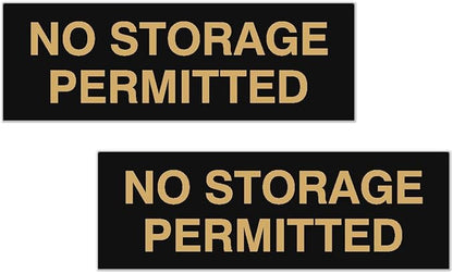 Signs ByLITA Basic No Storage Permitted Sign | Powerful Foam Tape (Black/Gold) - Small 2 Pack