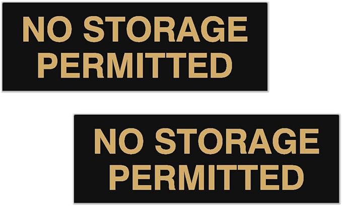 Signs ByLITA Basic No Storage Permitted Sign | Powerful Foam Tape (Black/Gold) - Medium 2 Pack