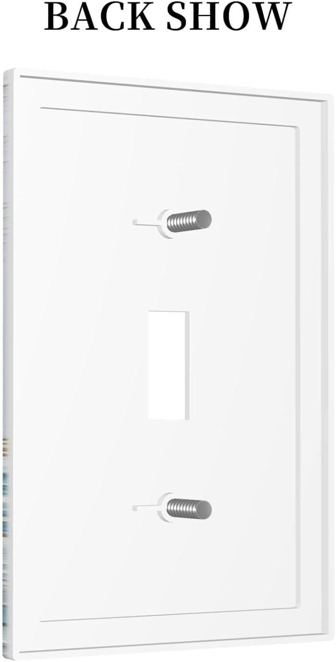 Decorative Light Switch Cover The Great Wave Off Kanagawa With Sakura 1 Gang Single Toggle Device Electrical Faceplate Switchplates Decorator Outlet Wall Plate for Bedroom Bathroom Decor