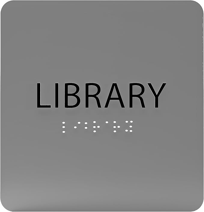 6" X6" Library Sign - ADA Compliant Tactile Graphics Grade 2 Braille Text Acrylic Wall Sign - Quiet zone, Information Convey, Group Study Room Door Signs for Office, School, Home