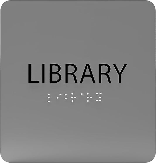 6" X6" Library Sign - ADA Compliant Tactile Graphics Grade 2 Braille Text Acrylic Wall Sign - Quiet zone, Information Convey, Group Study Room Door Signs for Office, School, Home