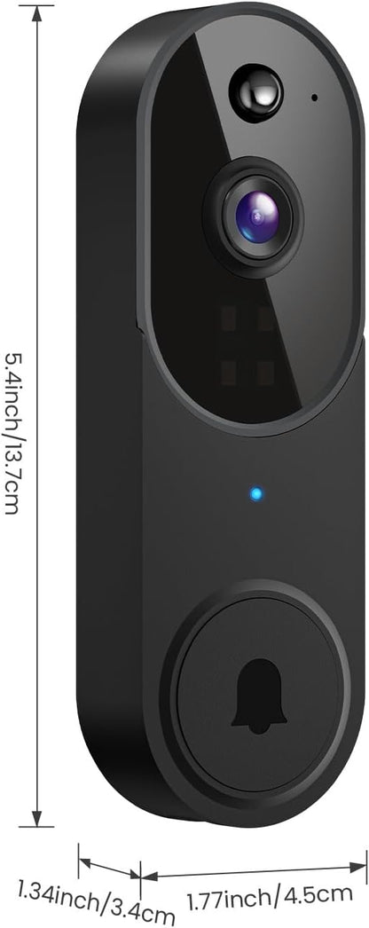 1080P Smart Wireless Video Doorbell Camera, Night Vision, Real-Time Alerts, AI Human Detection, Two-Way Talk, Cloud Storage, Night Vision, Battery Rechargeable(Receiver not Included)