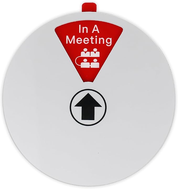 Office Privacy Door Sign with Rotating Status Indicator - 6 Inch Magnetic & Adhesive ABS Sign for Office/Home, 6 Modes (Do Not Disturb/Meeting/Remote Work) (Silver)
