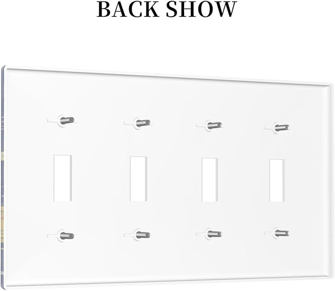Stars Starry Night Sun Moon Planet Constellations Light Switch Covers Quad Toggle 4 Gang Wall Plate Decorative Switch Plates Electrical Faceplate for Bedroom Bathroom Decor