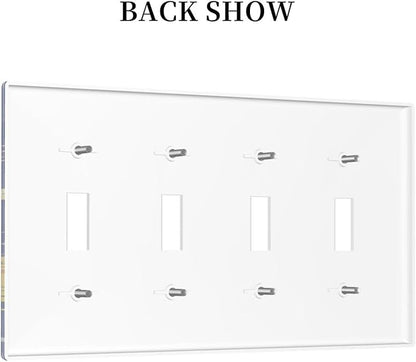 Stars Starry Night Sun Moon Planet Constellations Light Switch Covers Quad Toggle 4 Gang Wall Plate Decorative Switch Plates Electrical Faceplate for Bedroom Bathroom Decor