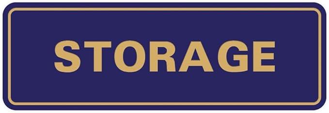 Standard STORAGE Door/Wall Sign - Blue/Gold - Small (1 Pack)