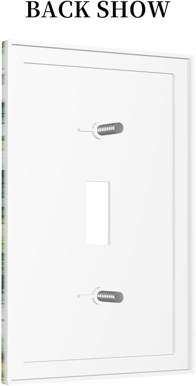 Vintage Floral White Flowers Green Plants Leaves Decorative Light Switch Cover 1 Gang Single Toggle Decorator Outlet Wall Plate Device Electrical Faceplate Switchplates for Bedroom Bathroom
