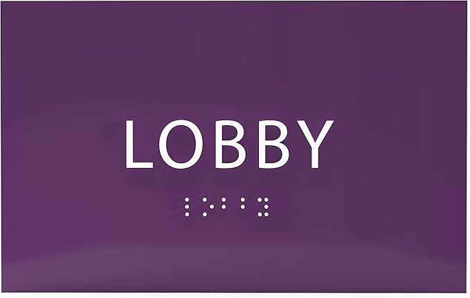 6" X4" Lobby Sign - Tactile Graphics Grade 2 Braille Text Reception Area Sign| Utility ADA Compliant Wall Mount Plastic Signs For Hospital, Offices, Businesses & Apartments