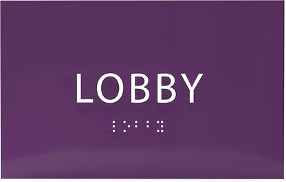 6" X4" Lobby Sign - Tactile Graphics Grade 2 Braille Text Reception Area Sign| Utility ADA Compliant Wall Mount Plastic Signs For Hospital, Offices, Businesses & Apartments