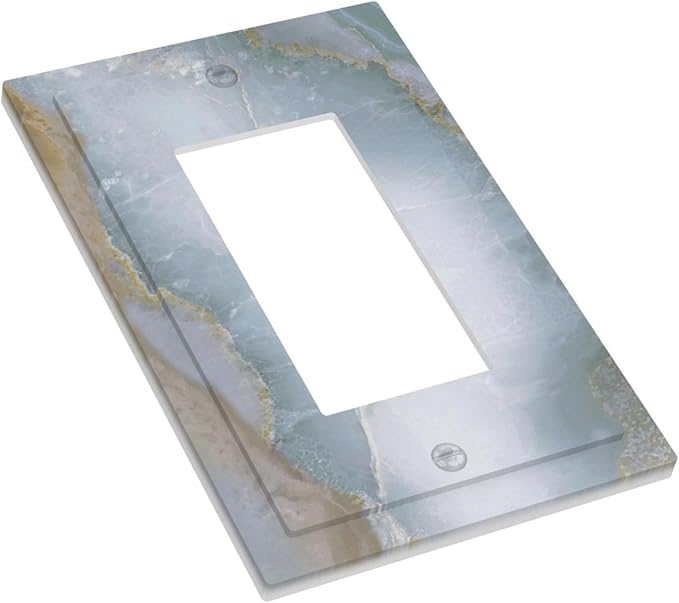 Decorative Outlet Covers Colored Art Marble Golden Line 1 Gang Single Rocker Light Switch Cover Plate Wall Plates Gfci Faceplate For Bathroom Kitchen Decor