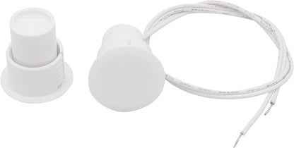 2PCS Recessed Wired Security Window Door Contact Sensor, Normally Closed NC, Door Alarm Magnetic Reed Switch with 2 Wire, ABS White, RC-36