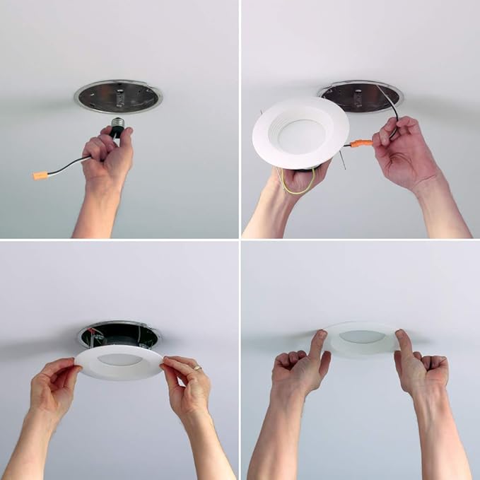 HALO 6 inch Recessed LED Can Light – Retrofit Ceiling & Shower Downlight – 3000K - Baffle White Trim (6 Pack)