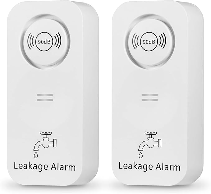 90dB Loud Water Leak Detector, 2 Pack Wireless Alarm with 3 Probes for Kitchen Bathroom Basement, Easy Installation Floor & Pipe Drip Sensor
