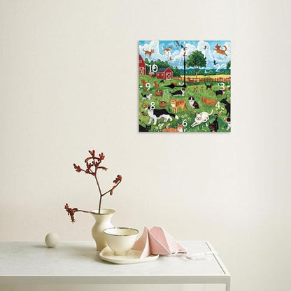 10 in Dog Pooping -269 Wood Wall Clock – Digital Time Display, Smart Home Compatible for Bedside or Workspace