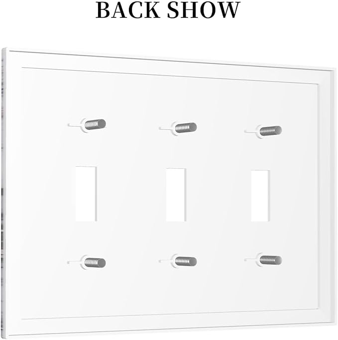 Decorative Switch Plates White Marble Pattern Black Lines Pink Lines 3 Gang Wall Plate Triple Toggle Light Switch Cover Faceplate Electrical Wall Panels for living Room Office Decor