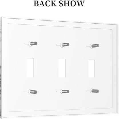 Decorative Switch Plates White Marble Pattern Black Lines Pink Lines 3 Gang Wall Plate Triple Toggle Light Switch Cover Faceplate Electrical Wall Panels for living Room Office Decor