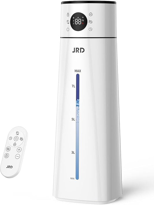 JRD 8L/ 2.1Gal Humidifier Large Room, Ultrasonic Cool Mist for Bedroom, Quiet Humidifier with Remote Control, 10 Mist Modes, 24H Timer, 40H Run, AI Mode, Night Light for Home Office Baby Pets-White
