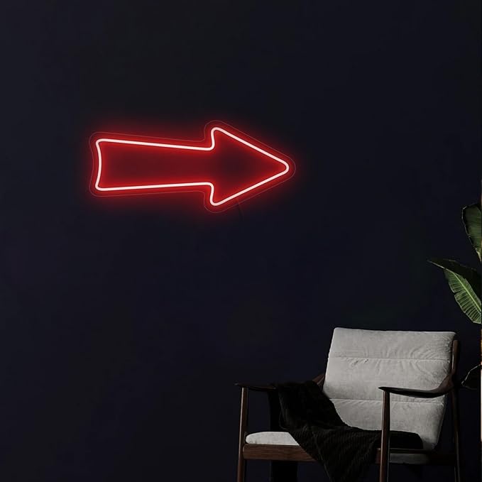 Arrow Neon Sign for Directions, Business Backdrop, Arrow LED Light Signs, Direction Neon Signs, Directional Lights Sign, Door arrow Neon Sign, Entrance Direction Sign Dimmable.Size:12inch-USB