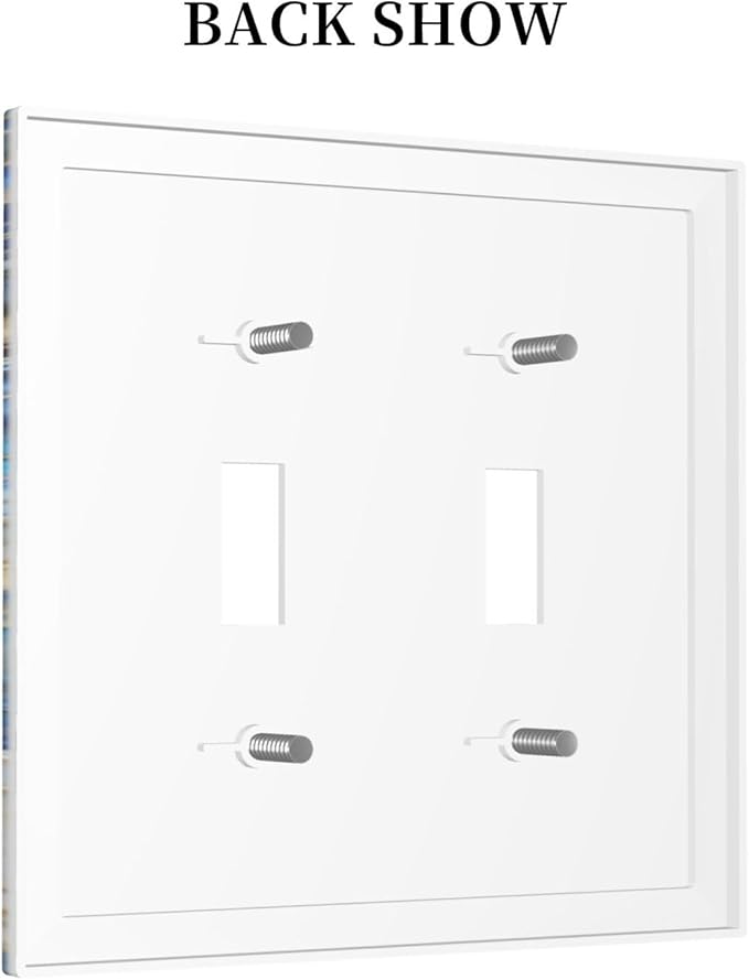 Decorative Light Switch Cover Plate Blue White Flower Gold Line Cloud 2 Gang Outlet Covers Double Toggle Wall Plates for Electrical Outlets Switch Plate Covers Faceplate for Home Decor