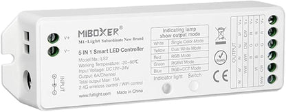 LGIDTECH LS2 LED Strip Lights 5 in 1 Controller,Compatible with Single Color,RGB,RGBW,WW+CW,RGB+CCT LED Strip Lights,Smartphone APP Control via Gateway(Excluded)